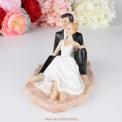 Funny Wedding Cake Toppers Dolls Romantic Bride And Groom Figurines Stand Topper Decoration Supplies Marry Resin Figurine Good Vibrations