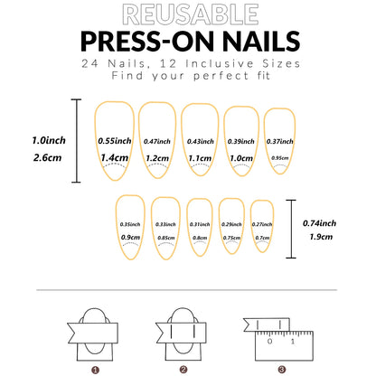 24pcs Press on Nails Short Almond Bowknot Black Press on Nails White Pearl Sweet French Tip Press on Nails Cute Nail Artificial Good Vibrations