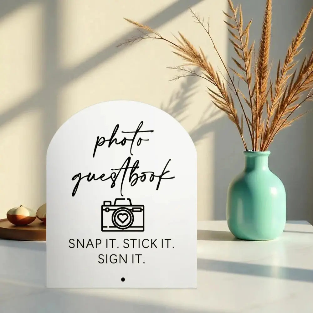 Wedding Photo Guestbook Acrylic Sign Showcases photo guestbook SNAP IT. STICK IT. SIGN IT. for Weddings Events Parties Good Vibrations