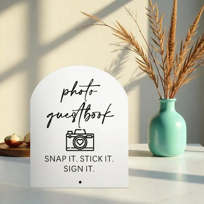 Wedding Photo Guestbook Acrylic Sign Showcases photo guestbook SNAP IT. STICK IT. SIGN IT. for Weddings Events Parties Good Vibrations