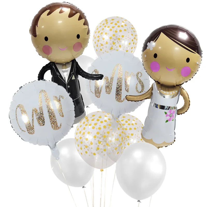 brideWedding Theme Party Bride Groom Aluminum Foil Balloon Set Bachelor Party Decoration Supplies Good Vibrations