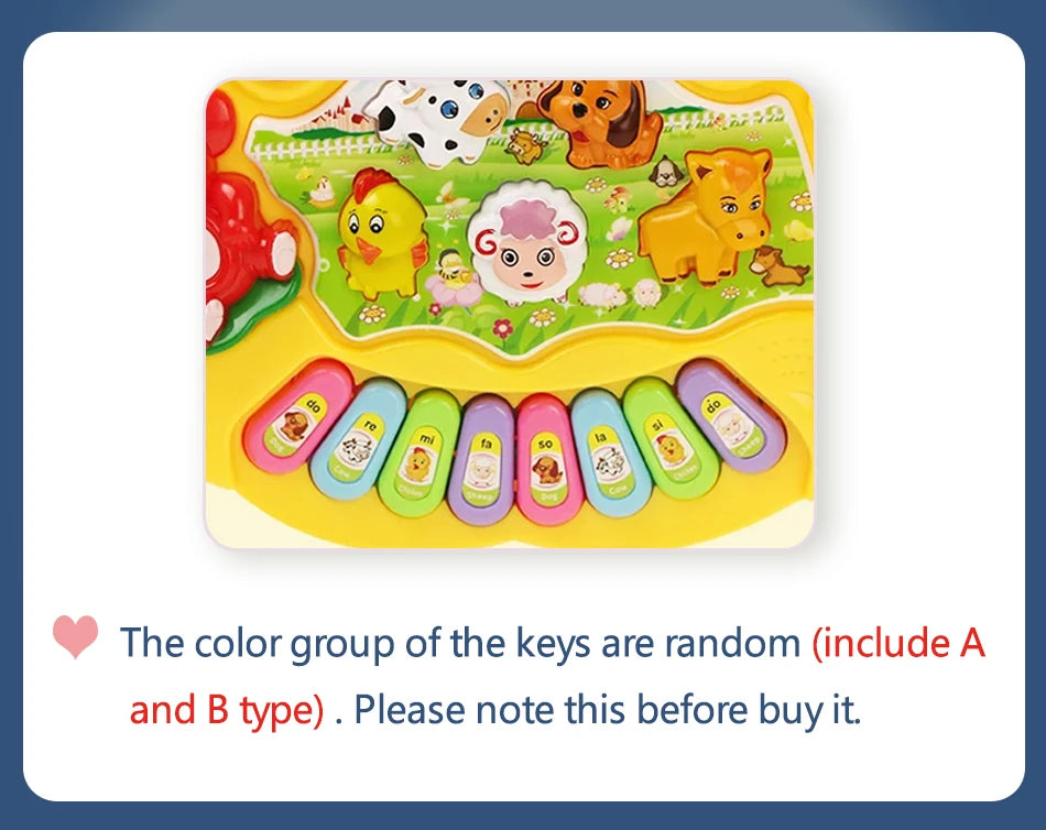 Baby Musical Toy with Animal Sound Kids Piano Keyboard Electric Flashing Music Instrument Early Educational Toys for Children Good Vibrations