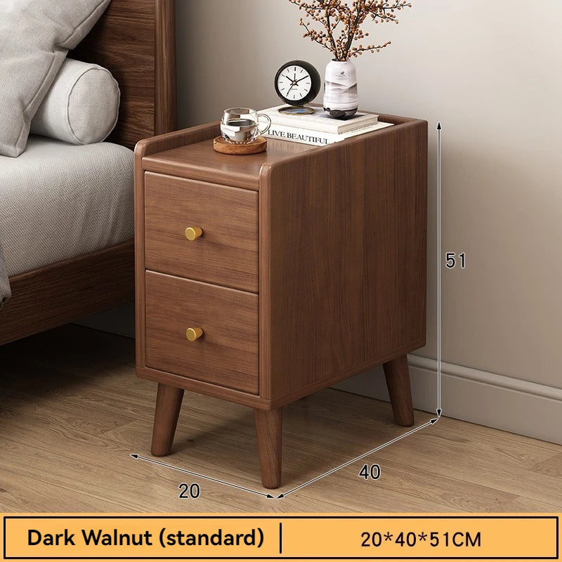 Bedside cabinet, household small bedroom storage, narrow cabinet, mini storage shelf, solid wood color, multi-purpose storage Good Vibrations