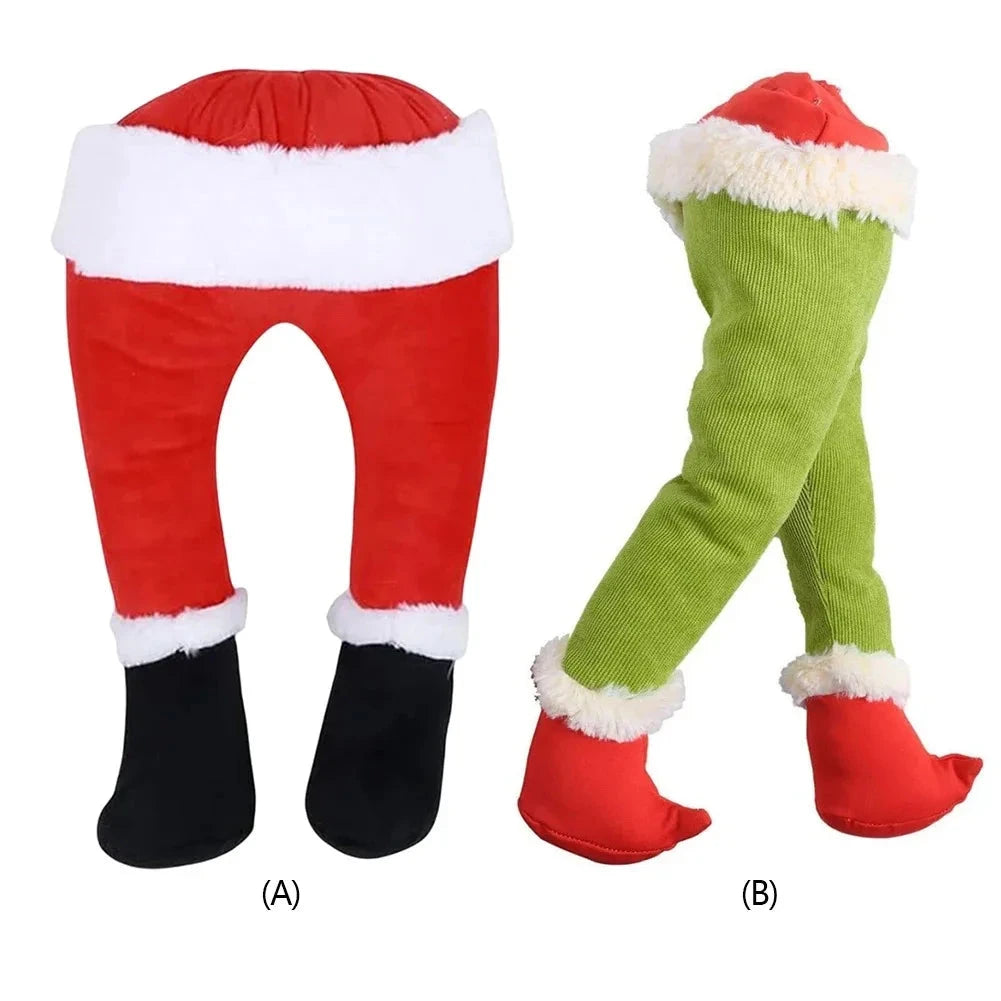 Christmas Elf/Santa Legs Christmas Tree Decoration Stuffed Leg Stuck Xmas Tree Topper for Tree Ornaments Party Decorations Good Vibrations