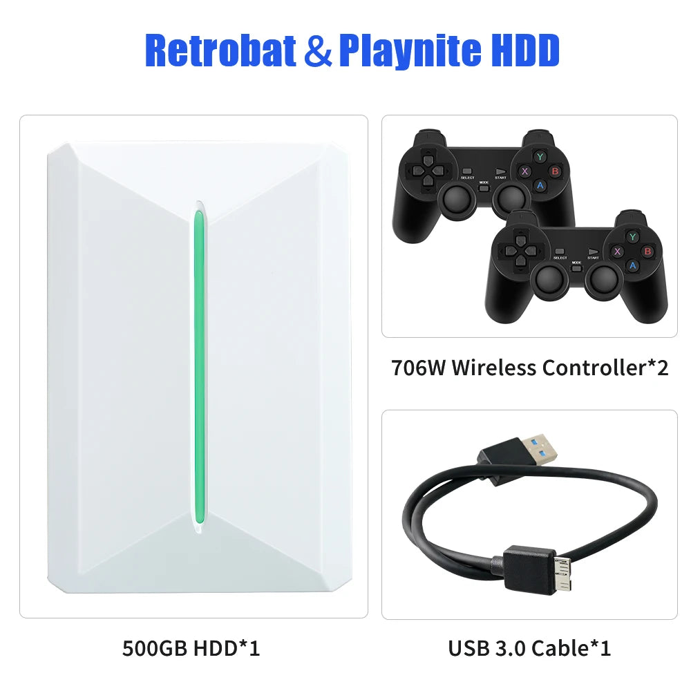 Retrobat＆Playnite System HDD Retro Game Console for PS3/PS2/WIIU/WII/Switch/MAME 50+Emulators 38293 Games＆42 AAA PC Games for PC Good Vibrations