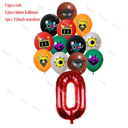 Incredibox Sprunki Birthday Party Decoration Sprunki Balloon Backdrop Cake Topper Split Sales Sprunki Birthday Party Supplies Good Vibrations