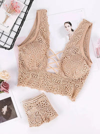 Women Bra Set Sexy Cross Straps Bra Panty Underwear Set Ladies Push Up Lace Hollow Intimates Briefs Lingerie Set Good Vibrations