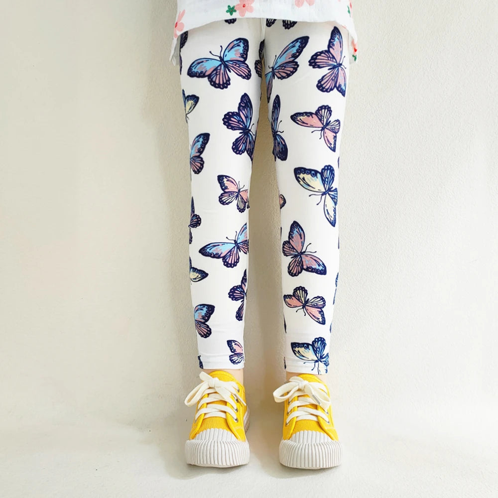 Girls' Leggings Fashion Cartoon Tight Pants Spring and Autumn Baby Girls Slim Fit Flower Leggings Summer Children's Pants Good Vibrations