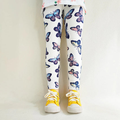 Girls' Leggings Fashion Cartoon Tight Pants Spring and Autumn Baby Girls Slim Fit Flower Leggings Summer Children's Pants Good Vibrations