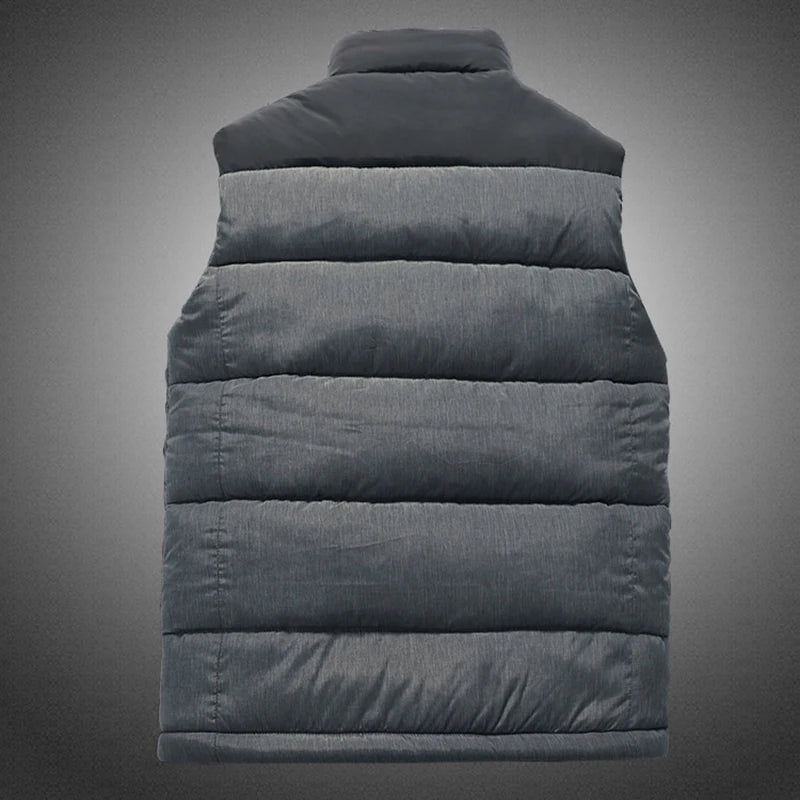 Men Vest Business Casual Sleeveless Jacket Cotton-Padded Vest Autumn Winter Windproof Warm Thicken Waistcoat Outdoor Outwear Good Vibrations