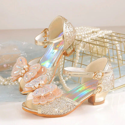 Children's Princess Wedding Party Shoes Summer New Girls Crystal Sandals Fashion Pearl Bowknot Baby Kids Performance High Heels Good Vibrations