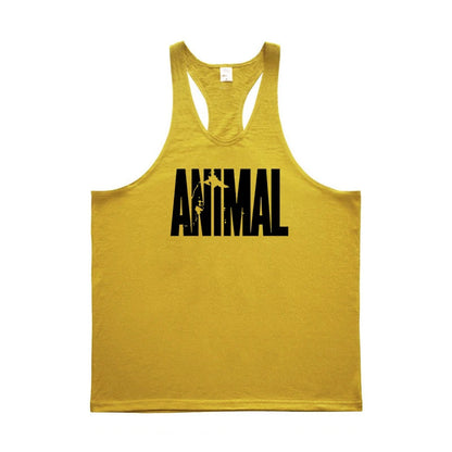 ANIMAL Letter Printed Gym Clothing Mens Bodybuilding Fitness Tank Top Cotton Raceback Stringer Singlets Workout Sleeveless Shirt Good Vibrations