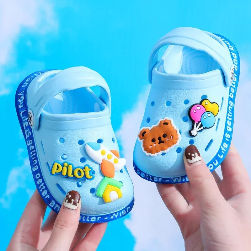 Summer Children Garden Slippers Shoes Boys&Girls Beach Sandal Kids Lightweight Breathable Cute Cartoon Slip Baby Slippers Good Vibrations