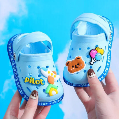 Summer Children Garden Slippers Shoes Boys&Girls Beach Sandal Kids Lightweight Breathable Cute Cartoon Slip Baby Slippers Good Vibrations