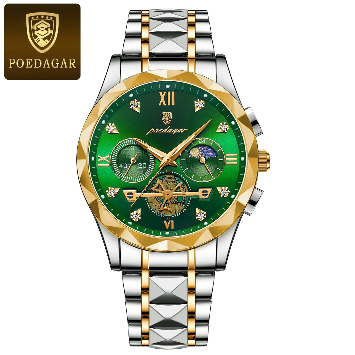 POEDAGAR Luxury Man Wristwatch Chronograph Waterproof Luminous Men Watch Stainless Steel High Quality Sport Men's Quartz Watches Good Vibrations