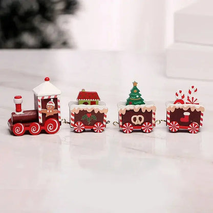 Christmas Train Painted Wooden Plastic  Mini Christmas Tree Train Christmas Decorations Festival Party Xmas Table Top Ornament Good Vibrations