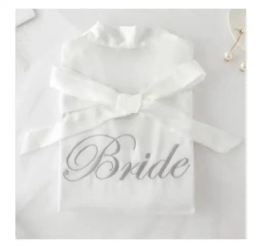Bride Bridesmaid Wedding Robe Embroidery Kimono Bathrobe Gown Nightgown Casual Satin Short Women Sexy Nightwear Sleepwear Good Vibrations