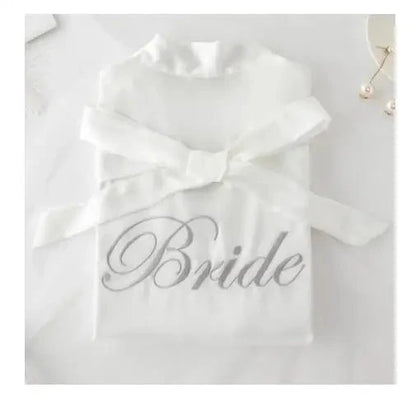 Bride Bridesmaid Wedding Robe Embroidery Kimono Bathrobe Gown Nightgown Casual Satin Short Women Sexy Nightwear Sleepwear Good Vibrations