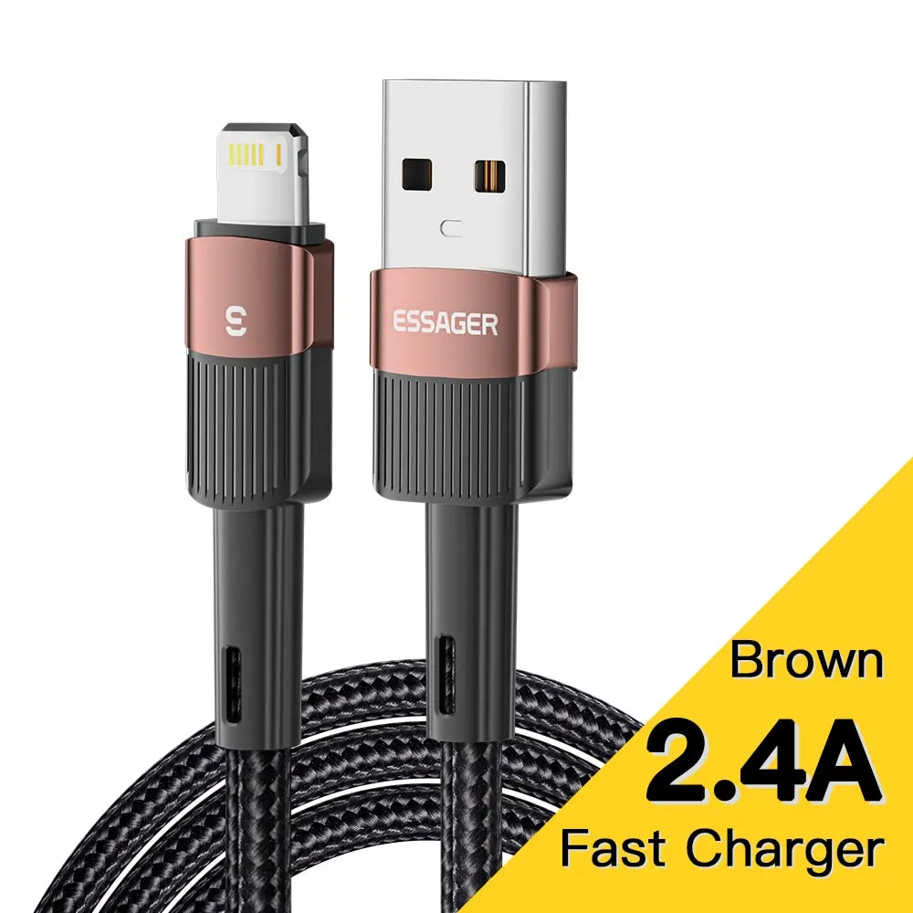 Essager Fast Charging For iPhone Usb Cable 11 12 13 Pro Max Mini Xs Xr X SE 8 7 6 Plus 6s 5 5s 2.4A Wire For iPhone Charger Cord Good Vibrations