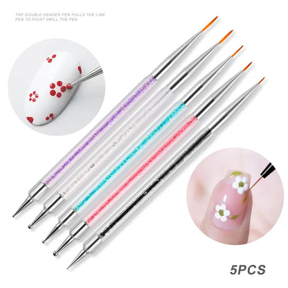 7/10/12/15/20m Pink French Nail Art Liner Painting Brush 5Pcs/set Ultra-thin Elongated Lines Nail Drawing Pen Brush DIY Manicure Good Vibrations