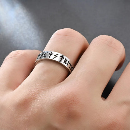 2023 New Stainless Steel Hollow Out Ring for Men Women Fashion Hollow Rune Design Finger Anillo Antiestres Anxiety Rings Good Vibrations