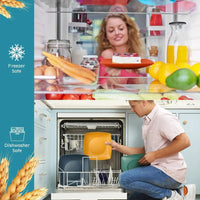 48-piece Kitchen Plastic Wheat Straw Square Dinnerware Set for 12, Unbreakable Dinner Plates, Salad Plates, Snack Bowls, Tumbler Good Vibrations