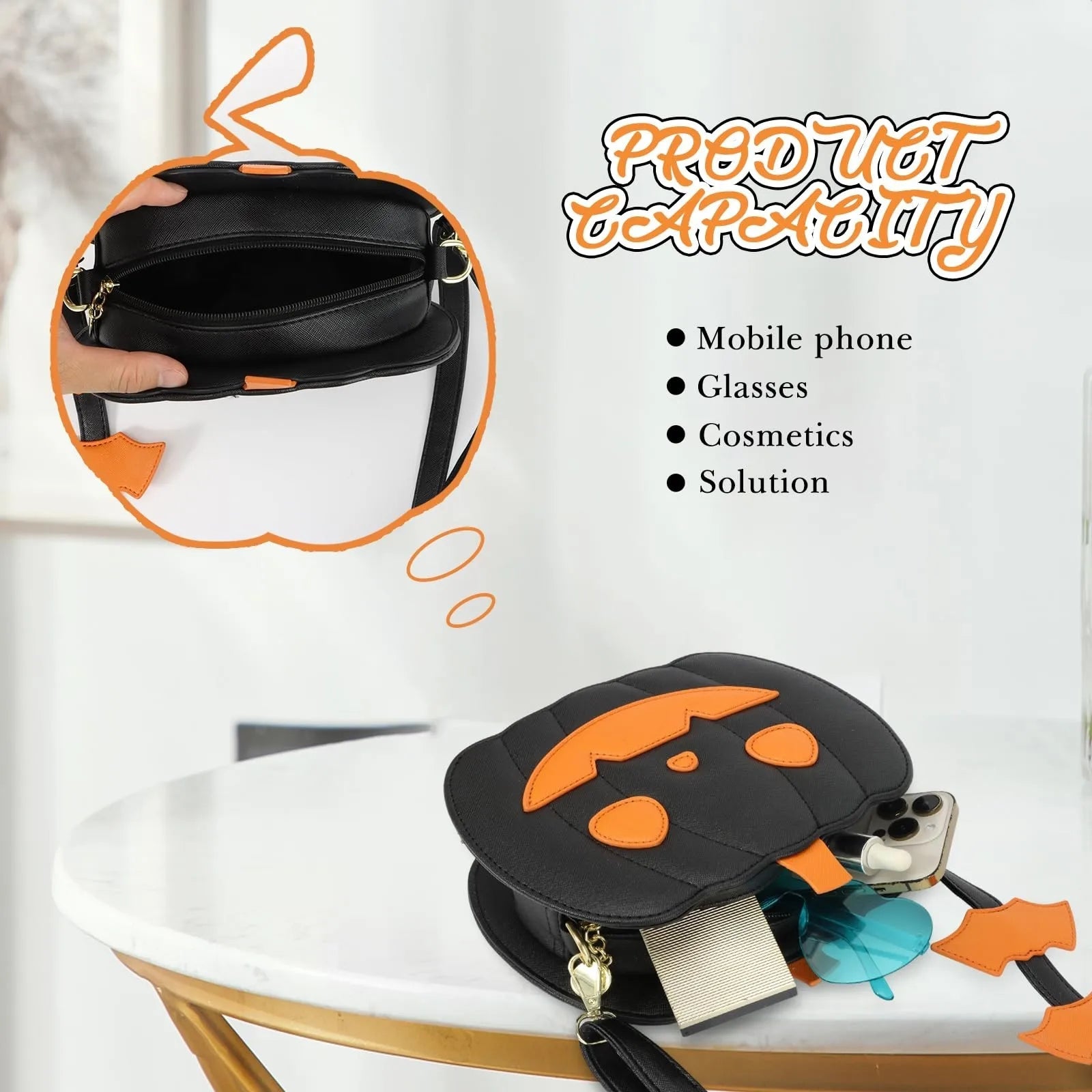 Enchanting Halloween Pumpkin Bag Devilish Style With Ghost Skull Accent Fashion Purse For Women & Girls Good Vibrations