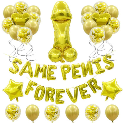 Bachelorette Party Decor, Same Penis Forever, Foil Balloon Set, Hen Party Accessories, Rose Gold, Confetti, 1Set Good Vibrations
