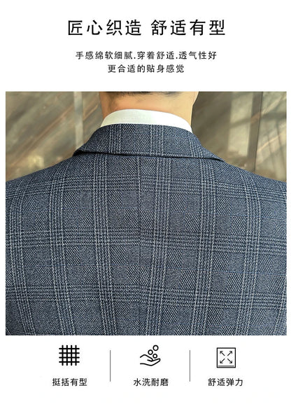 Quality Three-piece Suit Vest Trousers Set for Men Korean Fashion Slim Fit Business Casual Wedding Handsome Style