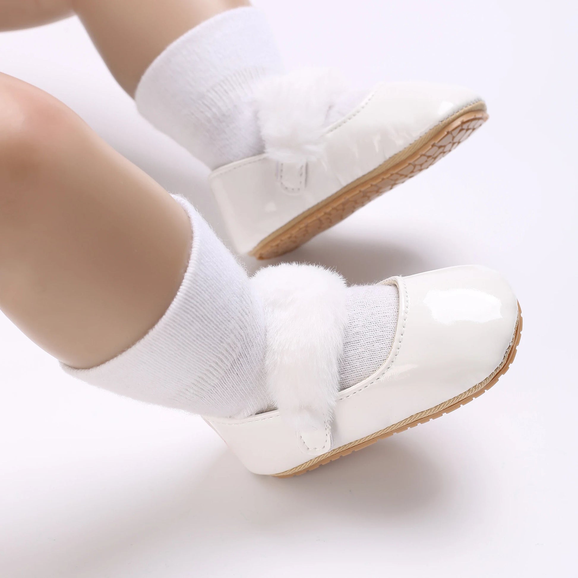 White Spring and Autumn 0-18M Baby Cute Bow Princess Shoes Casual PU Soft Rubber Bottom Anti slip Princess Shoes Walking Shoes Good Vibrations