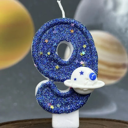 Number Birthday Candles Cake Party Decoration Birthday Candles Planet Universe Blue Boys and Girls Number0-9 Star Blue Party