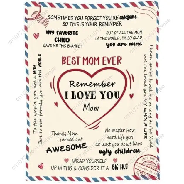Letter To Mom Pattern Blanket Mother Gift Soft Comfortable Warm Throw Air-conditioned Room Nap Blanket for Home Custom blankets Good Vibrations