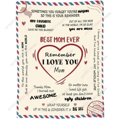 Letter To Mom Pattern Blanket Mother Gift Soft Comfortable Warm Throw Air-conditioned Room Nap Blanket for Home Custom blankets Good Vibrations