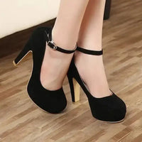 2023 High Heel Wome Shoe Spring New Thick Heel Work Shoes Versatile High Heel Shoes Black Fashion Women Shoe Zapatos Mujer Good Vibrations