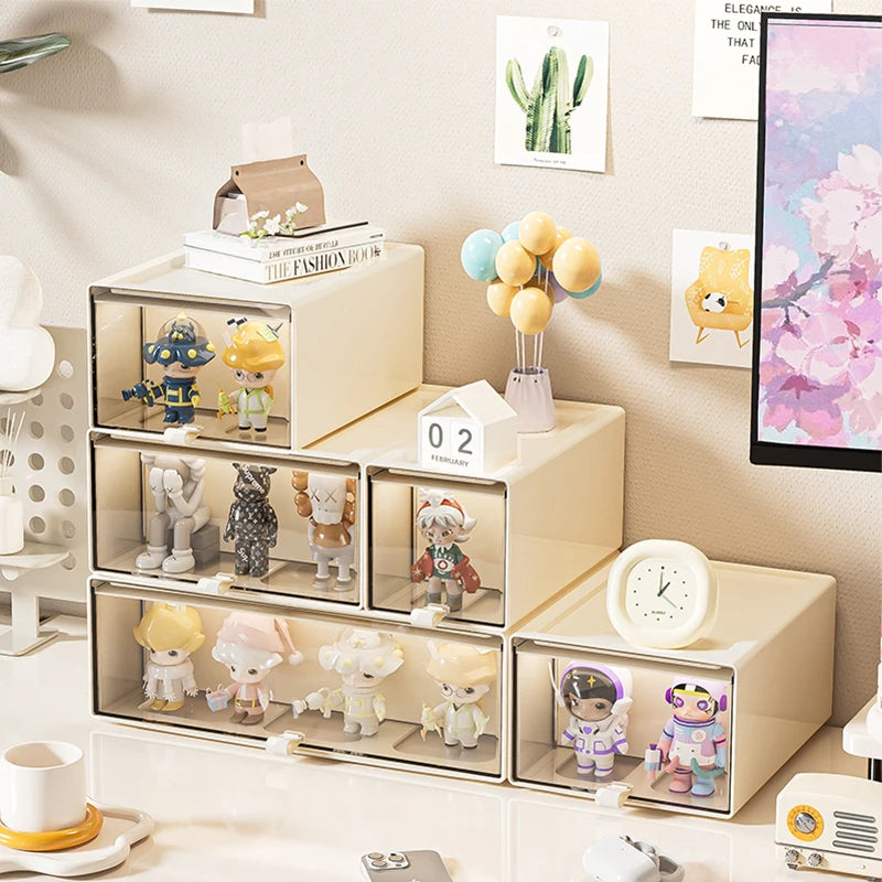 Storage Box with Drawers – Desktop Organizer, Display Case for Collectibles, Office Storage ContainerCustomizable Combination Good Vibrations