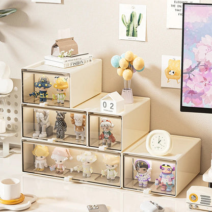 Storage Box with Drawers – Desktop Organizer, Display Case for Collectibles, Office Storage ContainerCustomizable Combination Good Vibrations