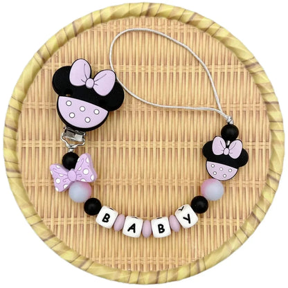 Customized Letters Name Baby Cartoon Silicone Luminous Beads Pendant Pacifier Clips Chains Holder Teether Baby Kawaii Toy Gifts Good Vibrations