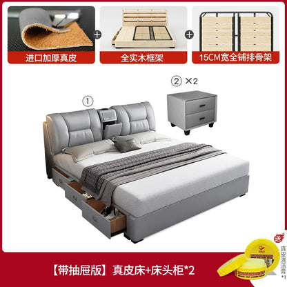 King Upholstered Beds Minimalist Frames Children Bedroom Beds Multifunctional Headboard Meubles De Chambre Home Furniture Good Vibrations