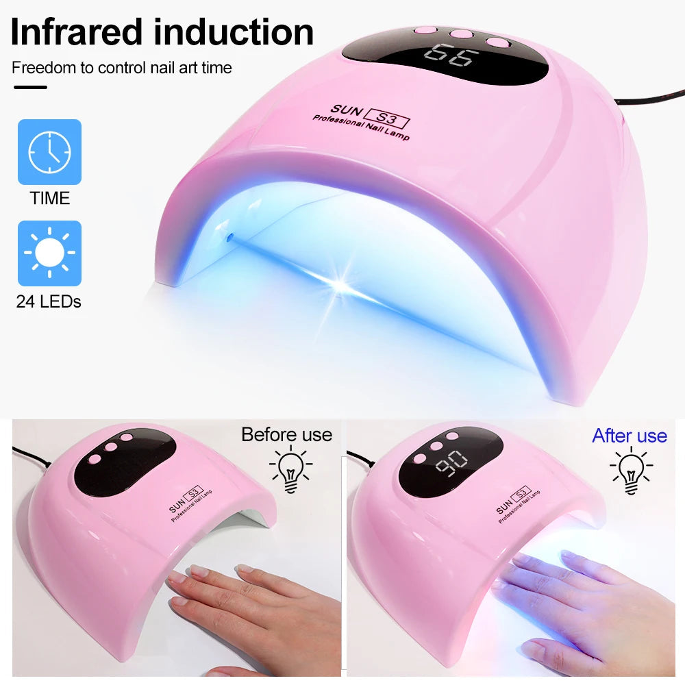 24/6 LED UV Lamp for Nails Gel Polish Drying With LED Display And Motion Sensing Professional Manicure Lamp Dryer Home Use Tool Good Vibrations
