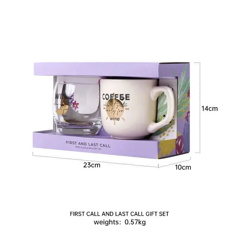 First Call & Last Call Gifts Sets Novelty Products Trends Cute Wine Glass & Coffee Mugs Ceramic Creative Set Items for Gifting Good Vibrations
