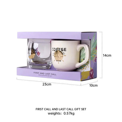 First Call & Last Call Gifts Sets Novelty Products Trends Cute Wine Glass & Coffee Mugs Ceramic Creative Set Items for Gifting Good Vibrations