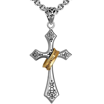 Simple and Versatile Retro Cross Necklace Men's Trendy Three-dimensional Cross Pendant, Hip-hop Necklace Design Stylish Good Vibrations