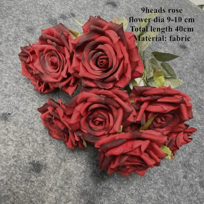 Wedding Decor Rose red wine red artificial rose flower row road guide Hydrangea flower silk flower dropshipping Good Vibrations
