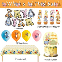 Winnie the Pooh themed party decoration, Winnie the Pooh banner，Winnie the Pooh cake topper、cupcake topper，12 inch latex balloon Good Vibrations