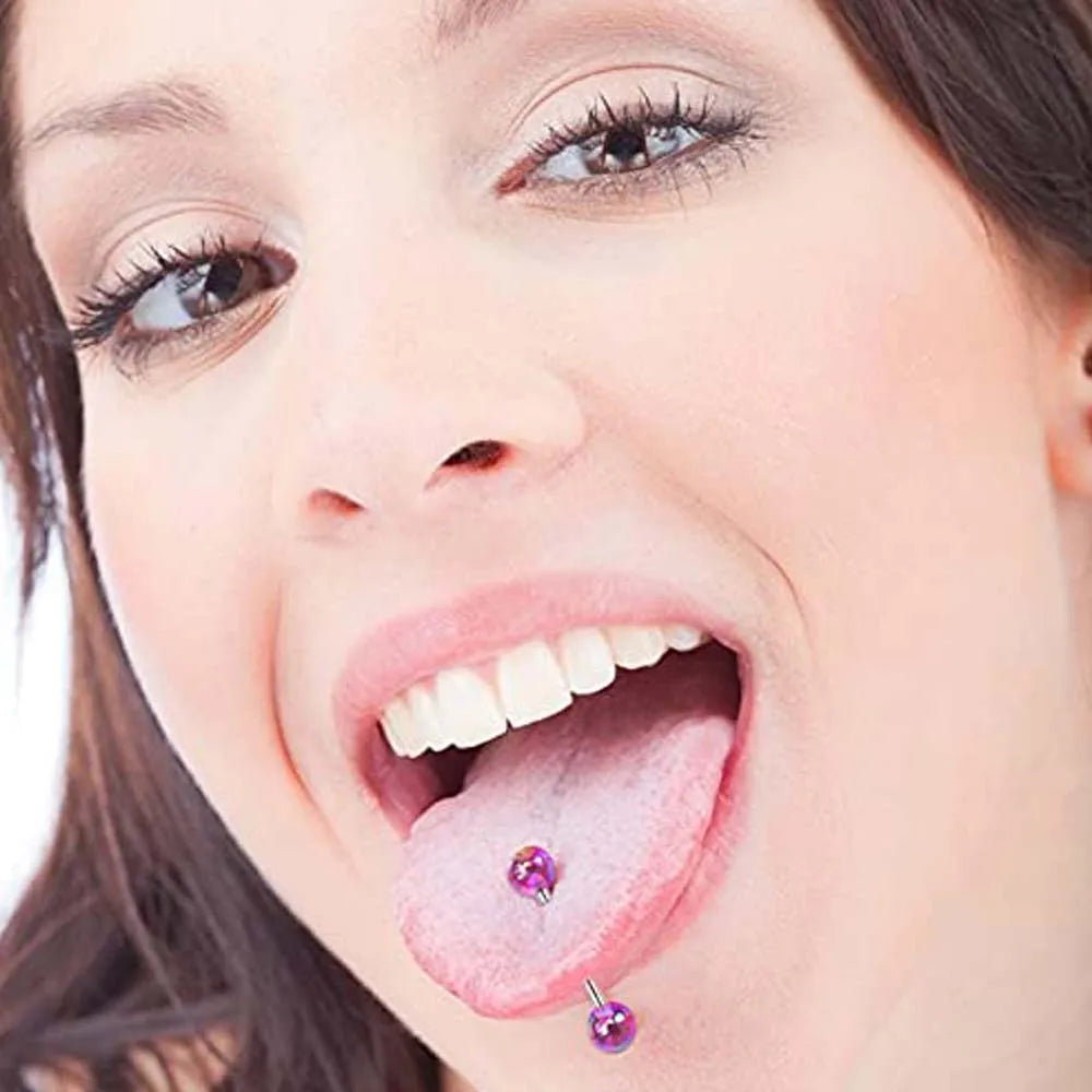 1PCS/4PCS Nipple Tongue Rings Straight Barbell 14G Stainless Steel Belly Button Rings Nipplerings Body Piercing Jewelry Purple Good Vibrations Adult Super Store