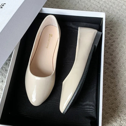 Women's Formal Uniform Shoes Spring Autumn Black Versatile Flat Shoes Women Causal Loafers Non-slip Ladies Ballet Leather Shoes Good Vibrations