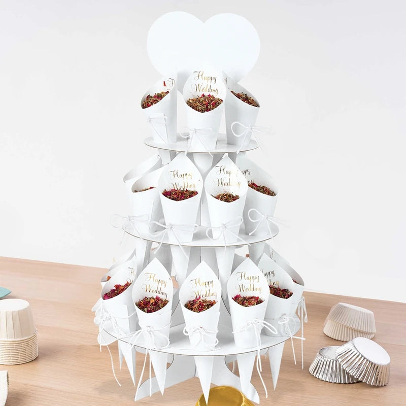Kraft Paper Wedding Tray Confetti Cone Stand Box Tray Rustic Wedding Decoration Wedding Confetti Cones Wedding Cones  Set supply Good Vibrations
