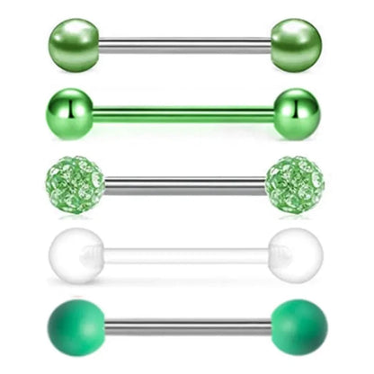 5PCS Acrylic Tongue Piercing Barbell Set Stainless Steel Glitter Tongue Rings Lot 14G Nipple Piercing Bar Bulk Piercing Langue Good Vibrations Adult Super Store