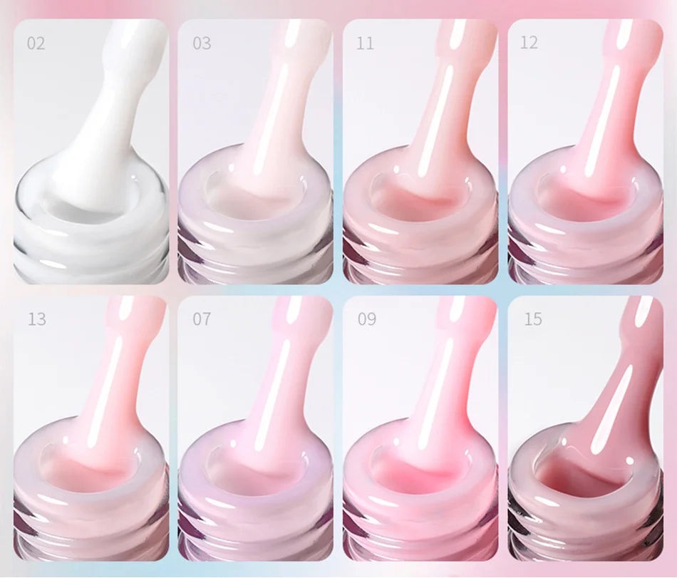 BORN PRETTY Milky Pink Rubber Base Gel Nail Polish Glitter 15ml Semi-Permanent Varnish Soak Off Self Leveling UV LED Gel Good Vibrations