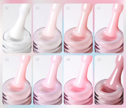 BORN PRETTY Milky Pink Rubber Base Gel Nail Polish Glitter 15ml Semi-Permanent Varnish Soak Off Self Leveling UV LED Gel Good Vibrations